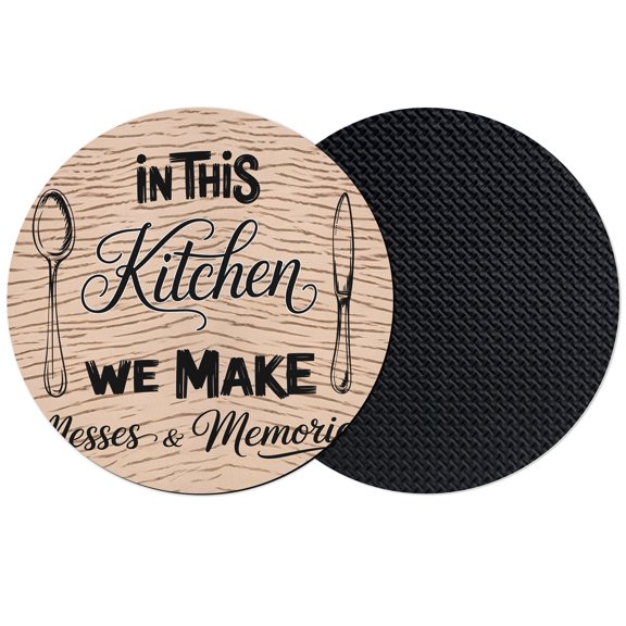 Spoon Knife Kitchen Coasters Set of 2, Absorbent Coasters for Drinks, Farmhouse Beige Wooden Grain Coaster for Desk Coffee Table Protection, Home Decor House Warming Gifts 4"