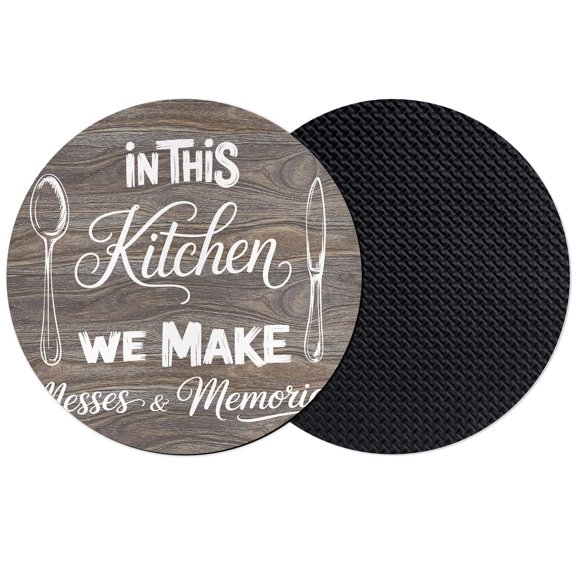 Spoon Knife Kitchen Coasters Set of 2, Absorbent Coasters for Drinks, Grey Wooden Farmhouse Coaster for Desk Coffee Table Protection, Home Decor House Warming Gifts 4"