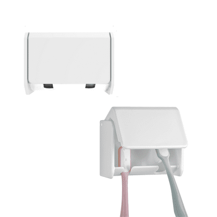 Kitchen Rack Toothbrush Holder Wall Mounted With Cover 2 Slots Self Adhesive Toothbrush Organizer Hanger Toothbrush Storage Rack For Bathroom Shower Rv ,White Kitchen Rack