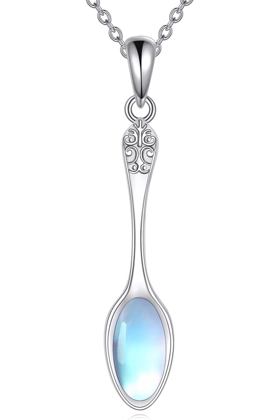 Spoon Necklace 925 Sterling Silver Moonstone Pendant Spoon Mother's Day Jewelry for Women