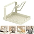 thumbnail image 1 of Spoon & Pot Lid Holder with Drip Tray - Heavy Duty Carbon Steel Stovetop & Kitchen Counter Organizer, 1-Tier Countertop Rack for Cooking, Heat Resistant(White 1 Tier), 1 of 9