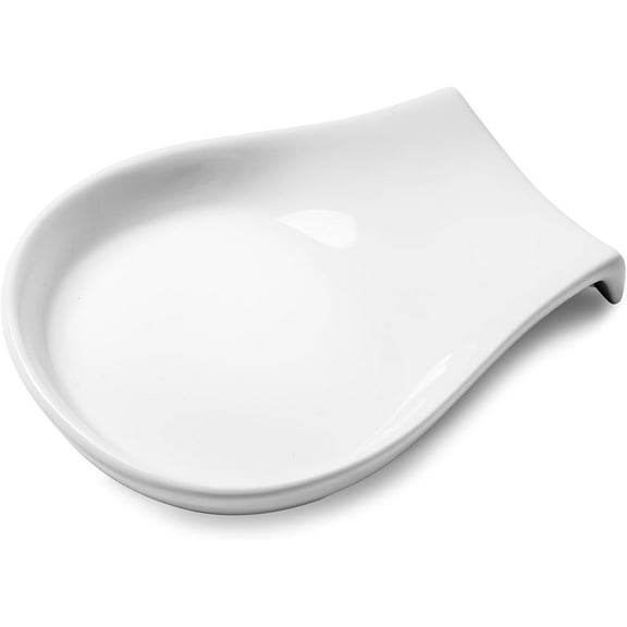 Spoon Rest, 4.5 Inches Spoon Holder for Kitchen Counter Porcelain, White Spoon Rest for Stove Top, Kitchen Utensils Accessories, Set of 1, White