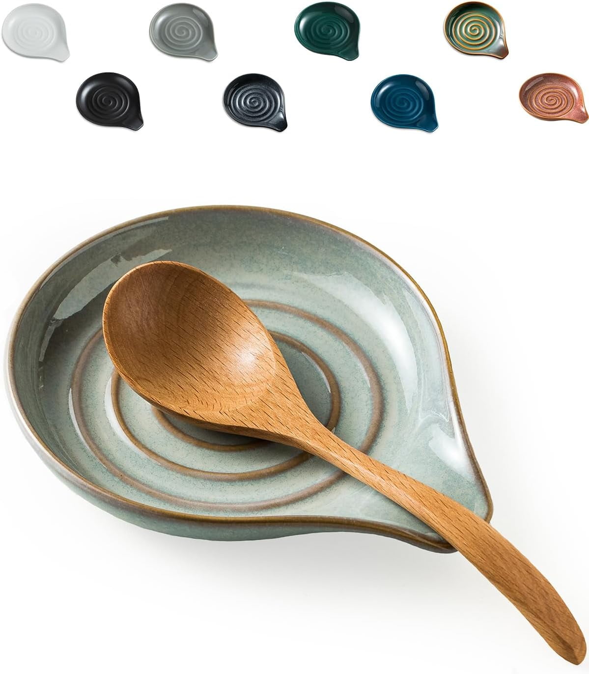 Spoon Rest, 5" Large Spoon Holder for Stove Top Ceramic Spoon Rest Spatula Rest for Kitchen Utensils