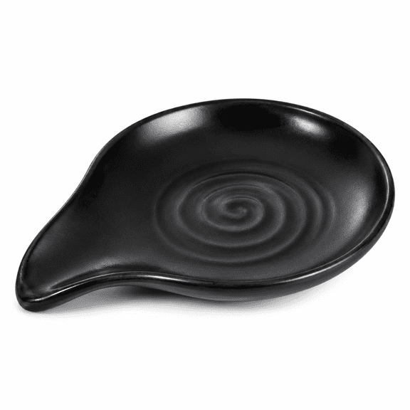 Spoon Rest Ceramic Spoon Holder for Stove Top Heat-Resistant Cooking Spoon Rest for Kitchen Counter Decor Black
