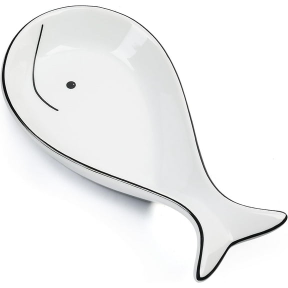 Spoon Rest, Large Ceramic Spoon Holder for Kitchen Counter, 9x4.5 Inch, Spatula Holder for Stove Top, Farmhouse Utensil Rest for Spoons, Ladle, Spatula (Whale Shape)