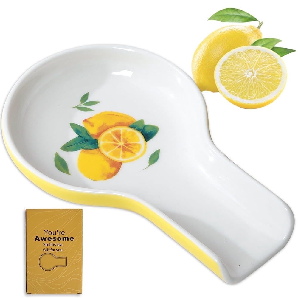 HAPPY KIT, Lemon Ceramic Spoon Rest, Gift Box - Walmart.com