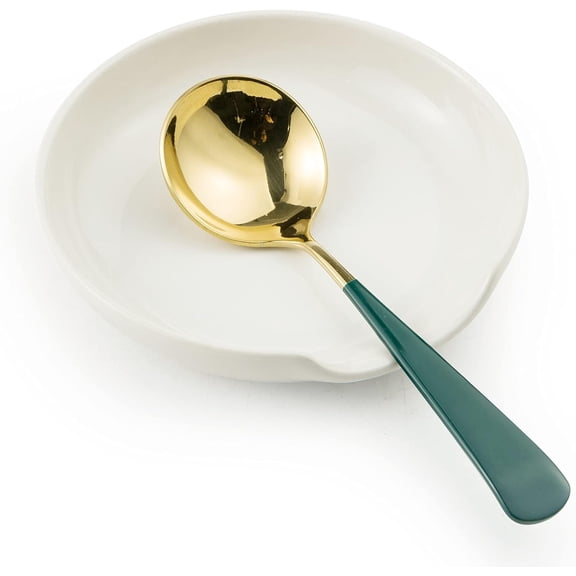 Spoon Rest Spoon Holder for Stove Top, Christmas Spoon Rest Large Ceramic Spoon Holder, Utensil Rest for Spatula Fork Ladles Spoons Tongs, Kitchen Counter Framhouse Decor, Cream White