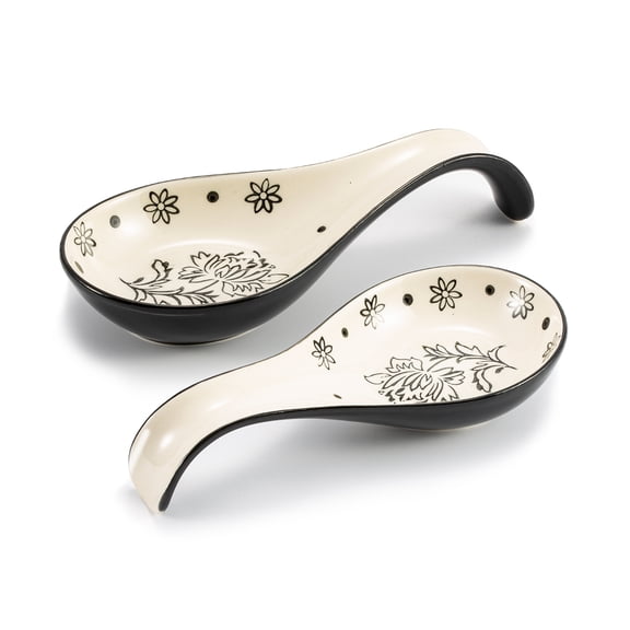 Spoon Rest Spoon Holder for Stove Top Ceramic Spoon Rest for Kitchen Counter, Set of 2