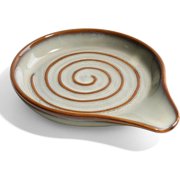 Spoon Rest for Stove Top, Large Ceramic Spoon Holder for Kitchen Counter, Heat Resistant Cooking Utensil Rest, Dishwasher Safe 5.1 Inch by ANTIS S HOME Green