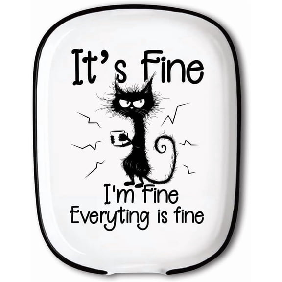 Spoon Rest for Stove Top Cat Pattern 4.52"x5.9" Large Spoon Holder Heat Resistant Utensil Holder Kitchen Counter Decor for Cooking Lover Mixed Color