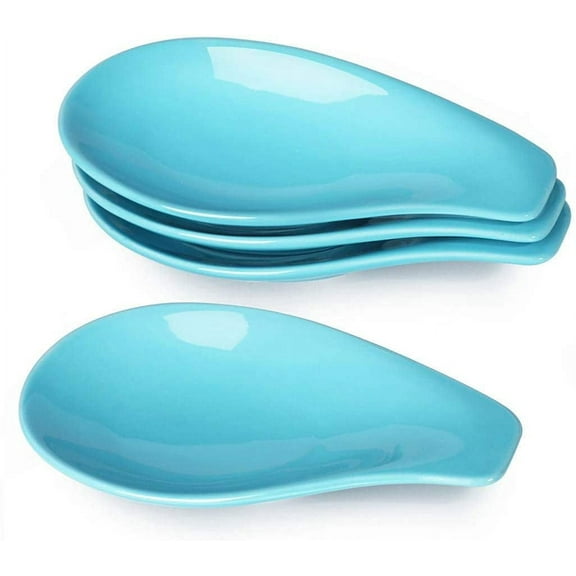 Spoon Rests,Ceramic Resting Cooking Spoons Holder for Home and Kitchen,6.5 Inch Set of 4,Blue