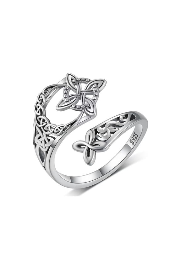 Spoon Ring,Vintage Ring,Knot Ring Open Middle Finger Knuckle Thumb Rings For Women,Spoon Rings For Women,Flower Ring(Silver)