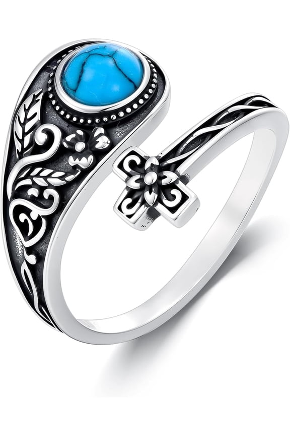 Spoon Rings for Women 925 Sterling Silver Dragonfly Butterfly Bee Hummingbird Cross Tree of Life Turquoise Adjustable Thumb Rings Birthday Christmas Jewelry Gifts for Mom Daughter Wife