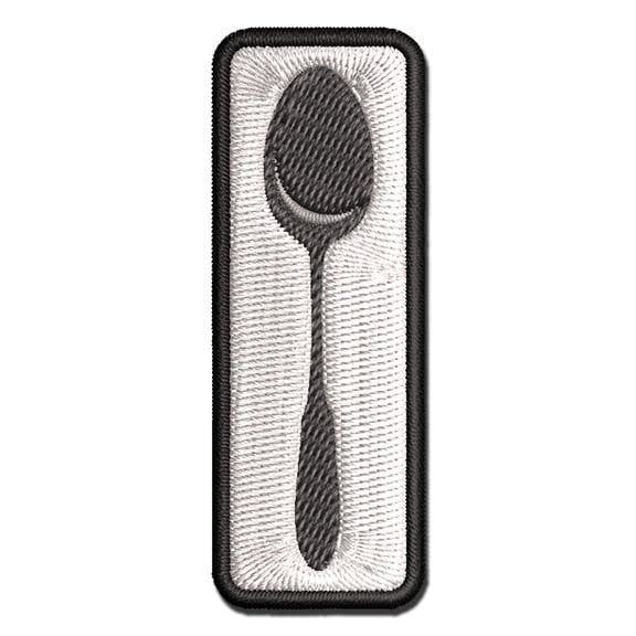 Spoon Solid Utensil Eating Sketch Applique Multi-Color Embroidered Hook & Loop Patch - 2.5 Inch Small