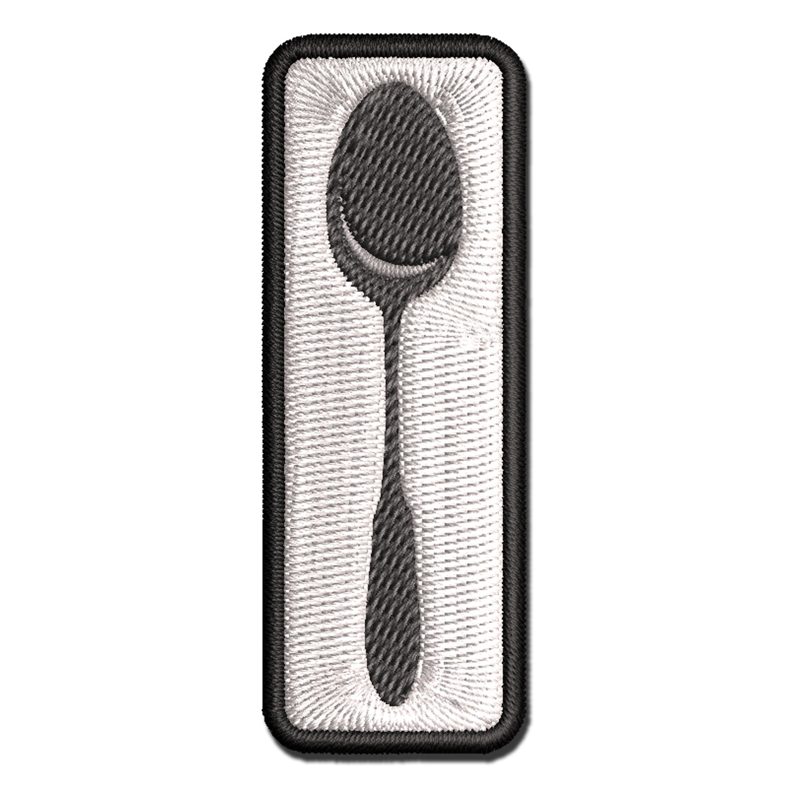 Spoon Solid Utensil Eating Sketch Applique Multi-Color Embroidered Iron-On Patch - 3.5 Inch Large