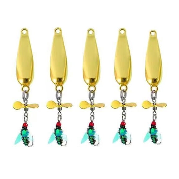 Spoon Spinner Sequins Baits Fly Baits Fishing Tackle with Propellers 5pcs Fly Lures
