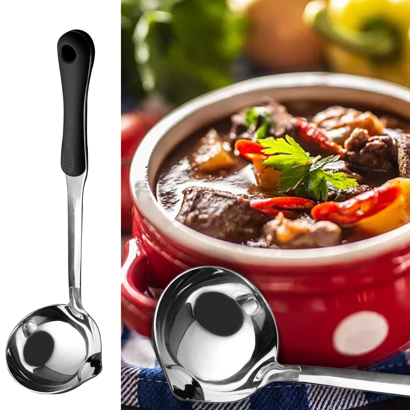 Spoon Stainless Steel With Comfortable Grip Soup With Long Handle And