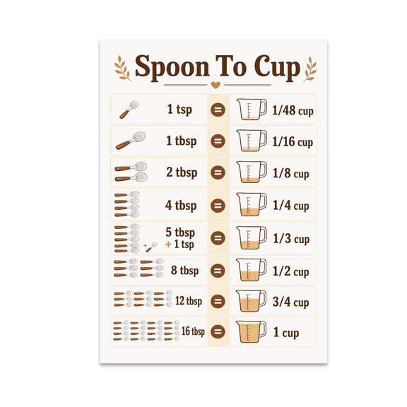 Spoon To Cup Conversion Guide - Culinary Enthusiast - 13x19 Poster Print