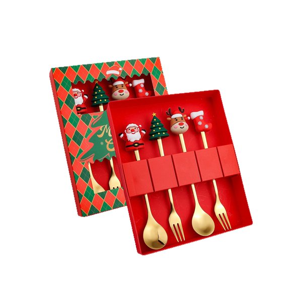 Spoon Tree Coffee Spoon Dessert Fruit Fork Figurine Spoon Fork Tableware Gift Set