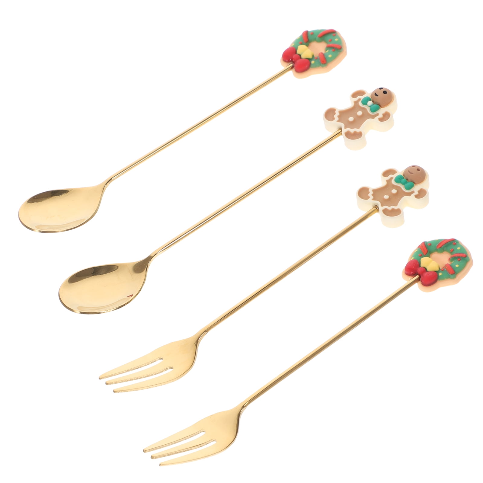 Spoon and Fork Combination Set Metal Christmas Tree Cartoon Food
