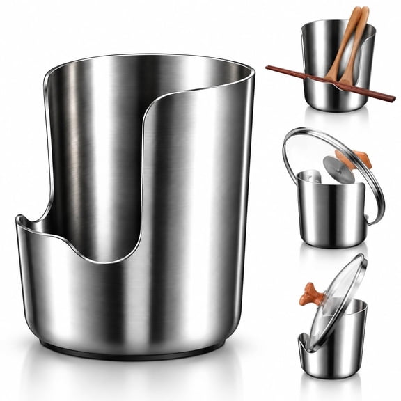 Spoon and Lid Holder, 2-in-1 Stainless Steel Spoon & Lid Holder Kitchen Utensil Organizer for Countertop Cooking