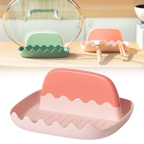 Spoon and Lid Rest, Drip-Proof Heat-Resistant Utensil Holder for Countertops and Stovetops, Holds Spoons, Lids, Spatulas, and Forks Orange