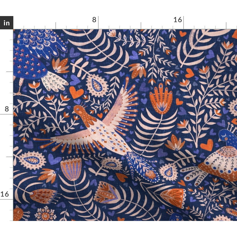 Spoonflower Fabric - All Birds Blue Large Scandinavian Folk Art Printed on  Petal Signature Cotton Fabric Fat Quarter - Sewing Quilting Apparel Crafts