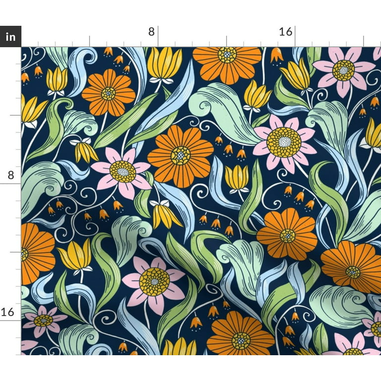 Spoonflower Fabric - Art Nouveau Style Pattern Deco Flowers Floral  Botanical Graphic Printed on Modern Jersey Fabric Fat Quarter - Fashion  Apparel
