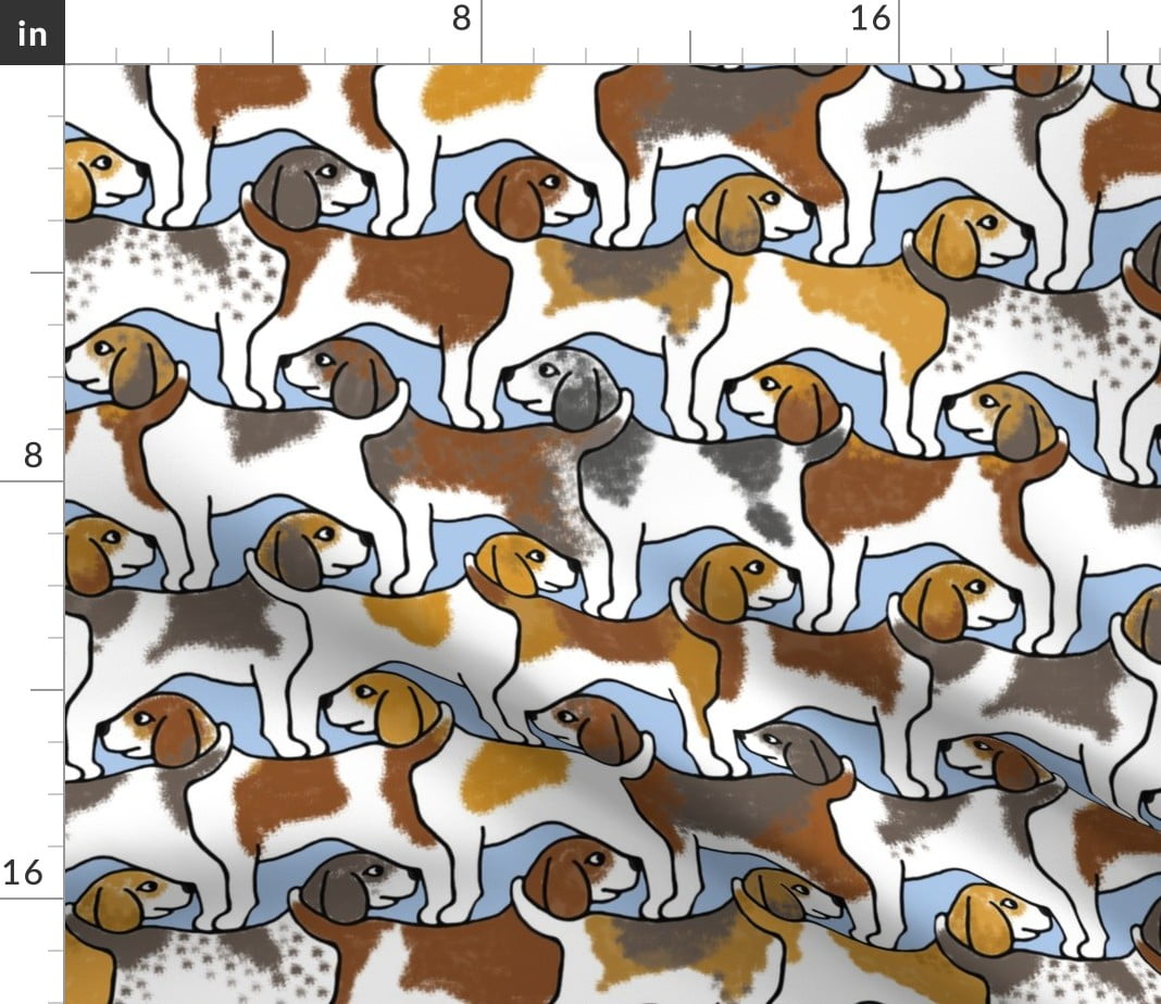 Spoonflower Fabric Beagles Blue Beagle Dogs Puppy Hunting Printed on