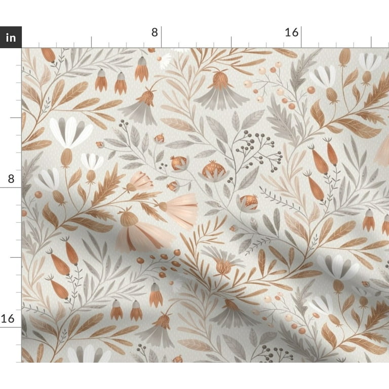 Spoonflower Fabric - Beige Grey Neutral Botanicals Floral Tan Warm Printed  on Petal Signature Cotton Fabric by the Yard - Sewing Quilting Apparel