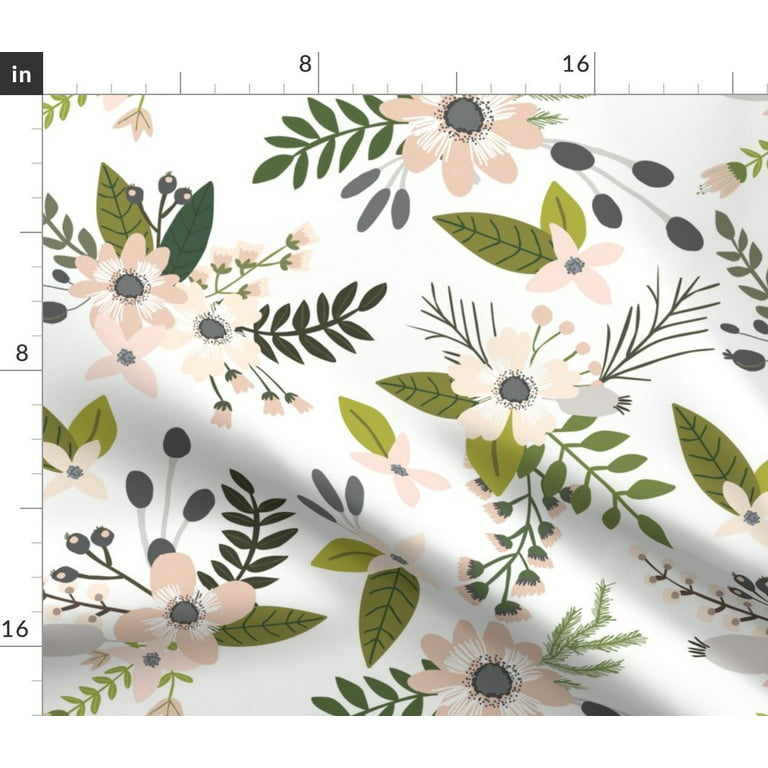 Spoonflower Fabric - Blush Charcoal Sprigs Blooms Gray Floral Spring Garden  Botanical Printed on Petal Signature Cotton Fabric Fat Quarter - Sewing  Quilting Apparel Crafts Decor 