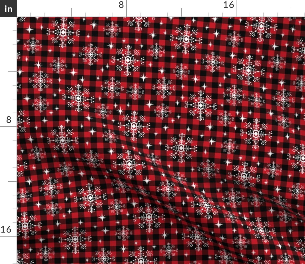 Cotton Buffalo Plaid Checkered Check Plaid Holly Jolly Christmas Winter Red  and Black Cotton Fabric Print by the Yard (49803-Black/Red)