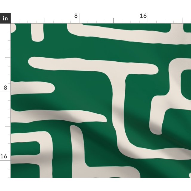 Spoonflower Fabric - Emerald Green Boho Mudcloth Abstract Printed on Lightweight Cotton Twill Fabric by the Yard - Sewing Bottomweight Fashion Apparel Home Decor