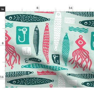 Spoonflower Fabric - Fishing Sport Recreation Lure Cabin Man Cave