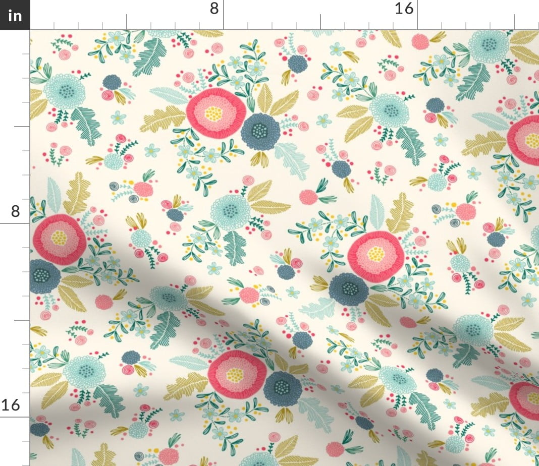 Spoonflower Fabric - Flowers Pattern Floral Botanical Printed on