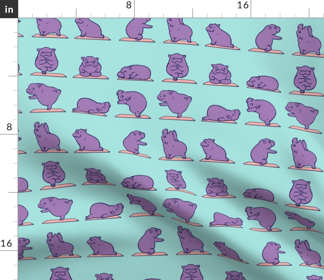 Spoonflower Fabric Hippo Animal Yoga Printed on Petal Signature