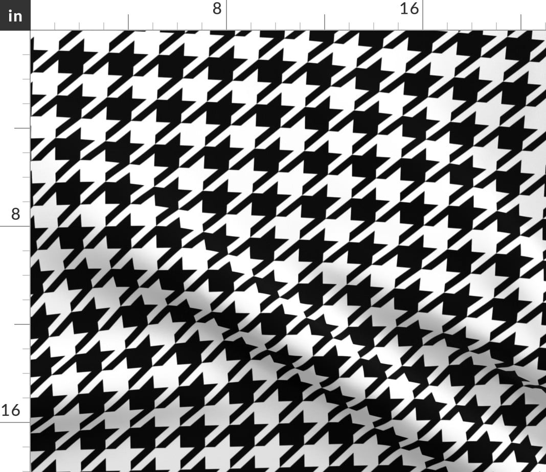 Spoonflower Fabric - Houndstooth, Black, White, Classic, Geometric, Monochrome Printed on Petal Signature Cotton Fabric by The Yard - Sewing Quilting