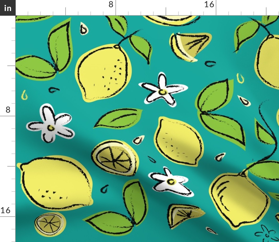 Spoonflower Fabric - Lemons Lemon Kitchen Italy Fruit Citrus