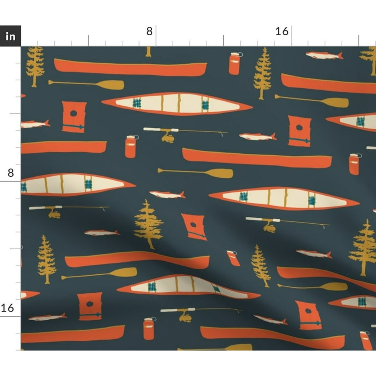 Spoonflower Fabric - Oars Lake Fish Summer Illustration Fishing Camping  Cabin Printed on Petal Signature Cotton Fabric Fat Quarter - Sewing  Quilting Apparel Crafts Decor 