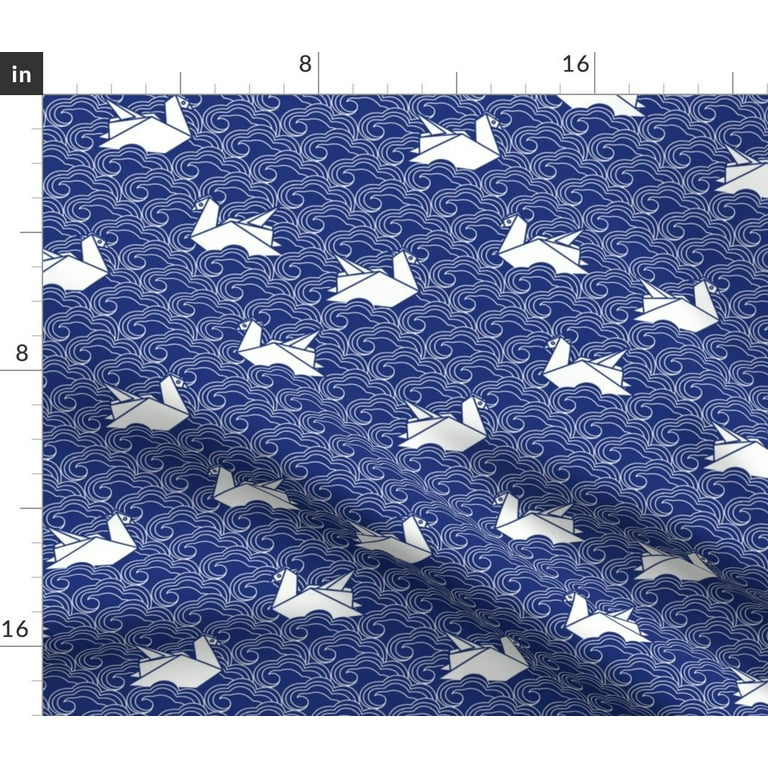 Spoonflower Fabric - Origami Duck Japanese Japan Waves Indigo Printed on  Modern Jersey Fabric Fat Quarter - Fashion Apparel Clothing with 4-Way  Stretch 