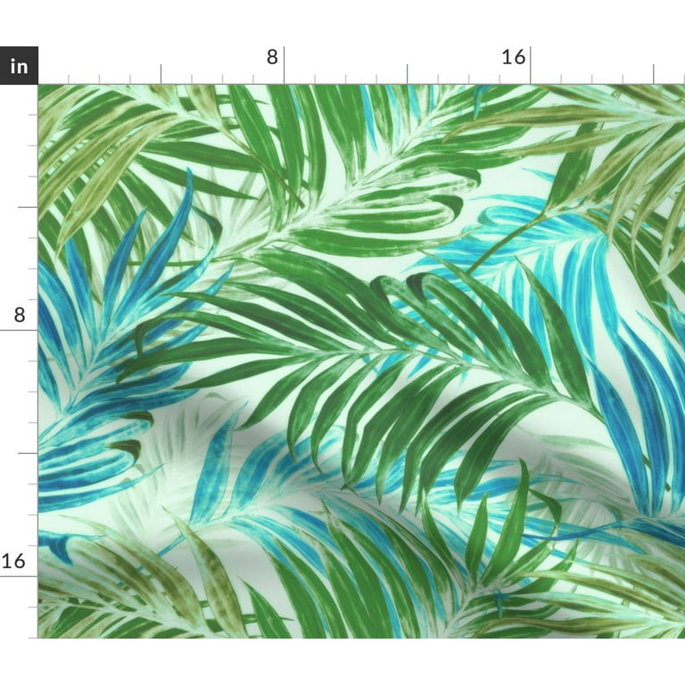 Spoonflower Fabric - Palm Leaves Sky Blue Tropical Green Watercolor Jungle  Light Printed on Upholstery Velvet Fabric Fat Quarter - Upholstery Home  Decor Bottomweight Apparel 