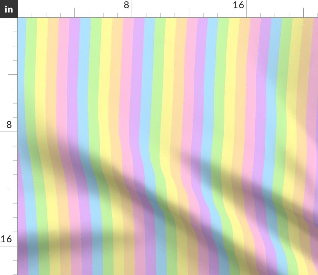 Spoonflower Fabric Rainbow Pastel Stripes Vertical Printed on Modern