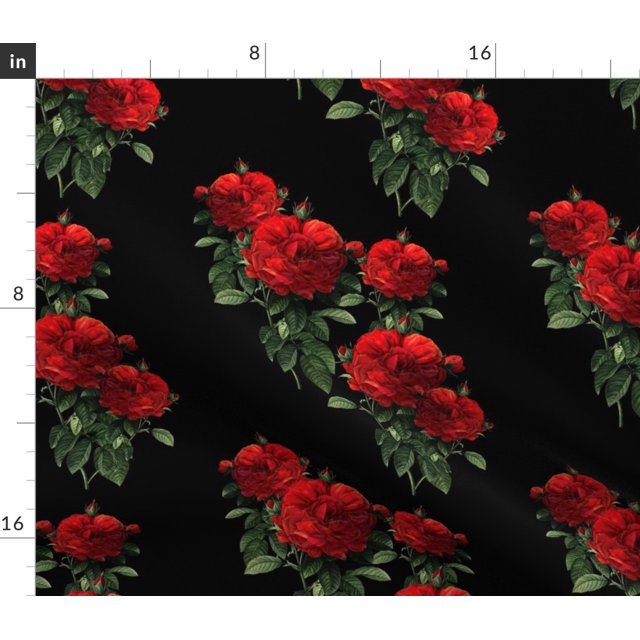 Spoonflower Fabric Roses Red Gothic Goth Floral Flowers Romantic