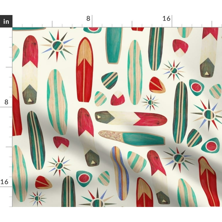 Spoonflower Fabric Surf Board Surfing Beach Summer Holidays
