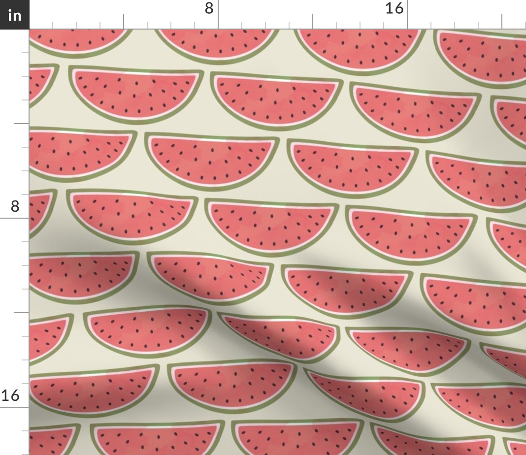 Spoonflower Fabric Watercolor Watermelon Pink Red Seeds Small Tiny
