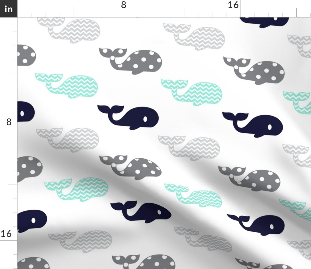  Spoonflower Fabric - Whales Nautical Nursery Whale Stripe  Summer Beach Gender Neutral Printed on Petal Signature Cotton Fabric Fat  Quarter - Sewing Quilting Apparel Crafts Decor