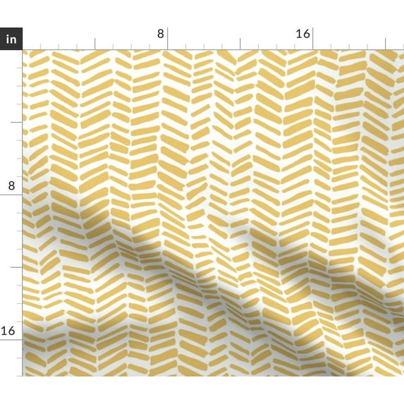 Spoonflower Fabric - White Mustard Modern Herringbone Nursery Fashion Chevron Printed on Petal Signature Cotton Fabric by the Yard - Sewing Quilting Apparel Crafts Decor