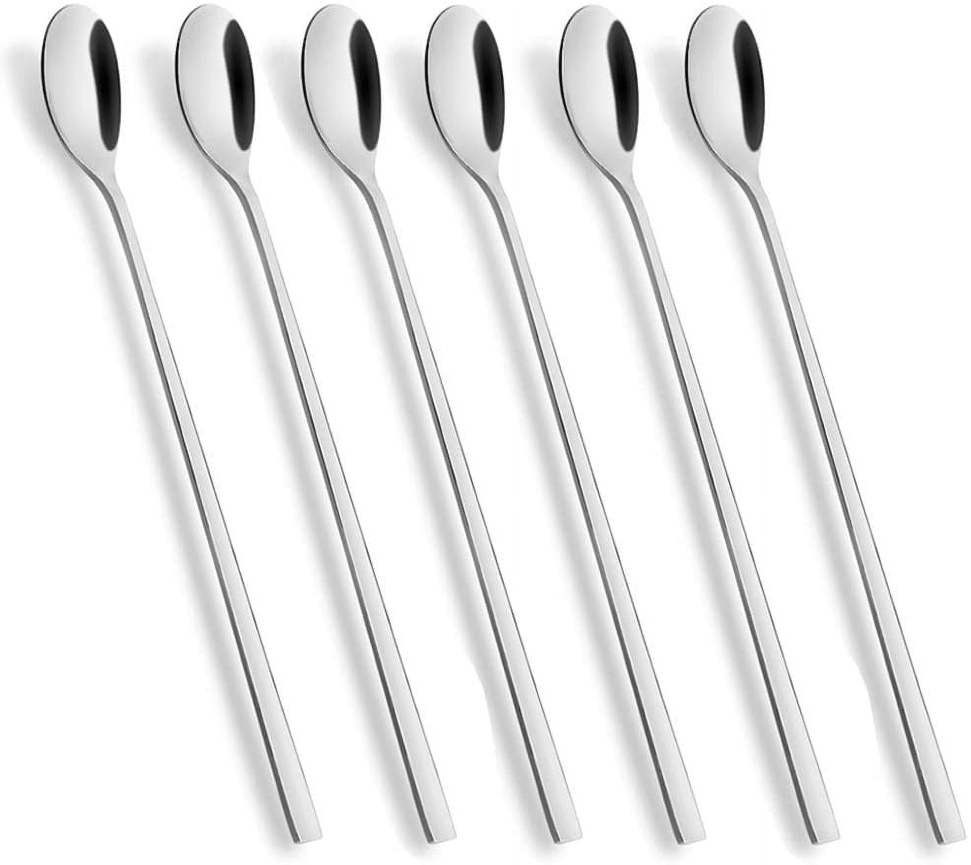 Dessert Spoons, Square Head Spoons, 18/10 Stainless Steel Spoon Set of  4,Ice Cream Spoons, Stirring Spoon for Tea, Dessert, Sugar