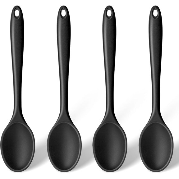 Spoons for Cooking, 4 count 10.8 Inch Nonstick Kitchen Serving Spoons, Heat Resistant  Cooking Utensils Set for Stirring, Mixing, Baking, House Warming Gifts & Stocking Stuffers