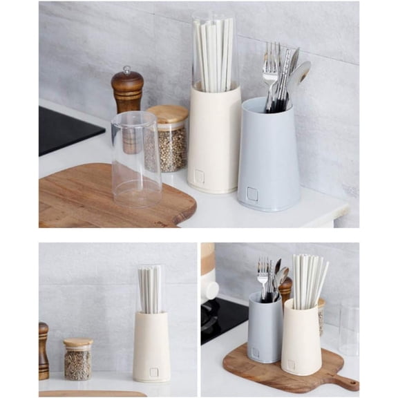 Spoons Cutlery Organizer, Kitchen Chopsticks Holder with Cover, Household Drain Rack for Tableware Spoon, White Cutlery Organizer Plastic, Utensils Plastic, Utensils Plastic Utensils